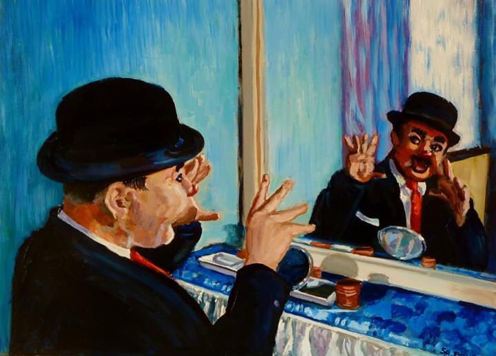bruceyart1's tweet photo. Good Evening Guys! 6 years ago today I completed a second painting- this one of Charlie Cairoli in his dressing room putting on the make-up. It was sold a short time later. #stevenbruceart #charliecairoli #blackpoolcircus https://t.co/IaT4T5AX1A