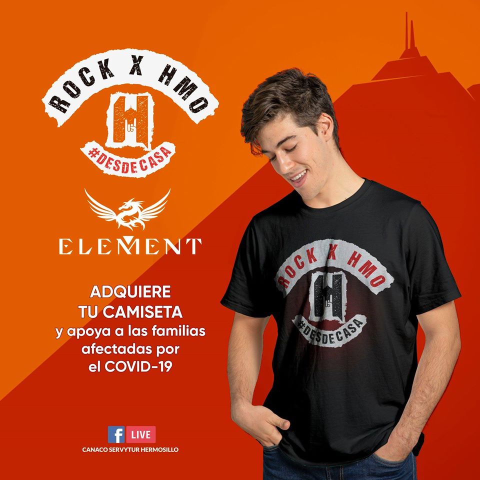 ¿Ya tienes tu camiseta para el concierto de #ELEMENT? 😎

Será el sábado 23 de mayo a las 6pm y se transmitirá en vivo por Facebook en @CanacoHermosilloOficial

Compra tu camiseta en <a href="/BuquiBichi/">Buqui Bichi Brewing</a> Navarrete y restaurante #Mochomos 🤘 con tu compra puedes ayudar a más familias.