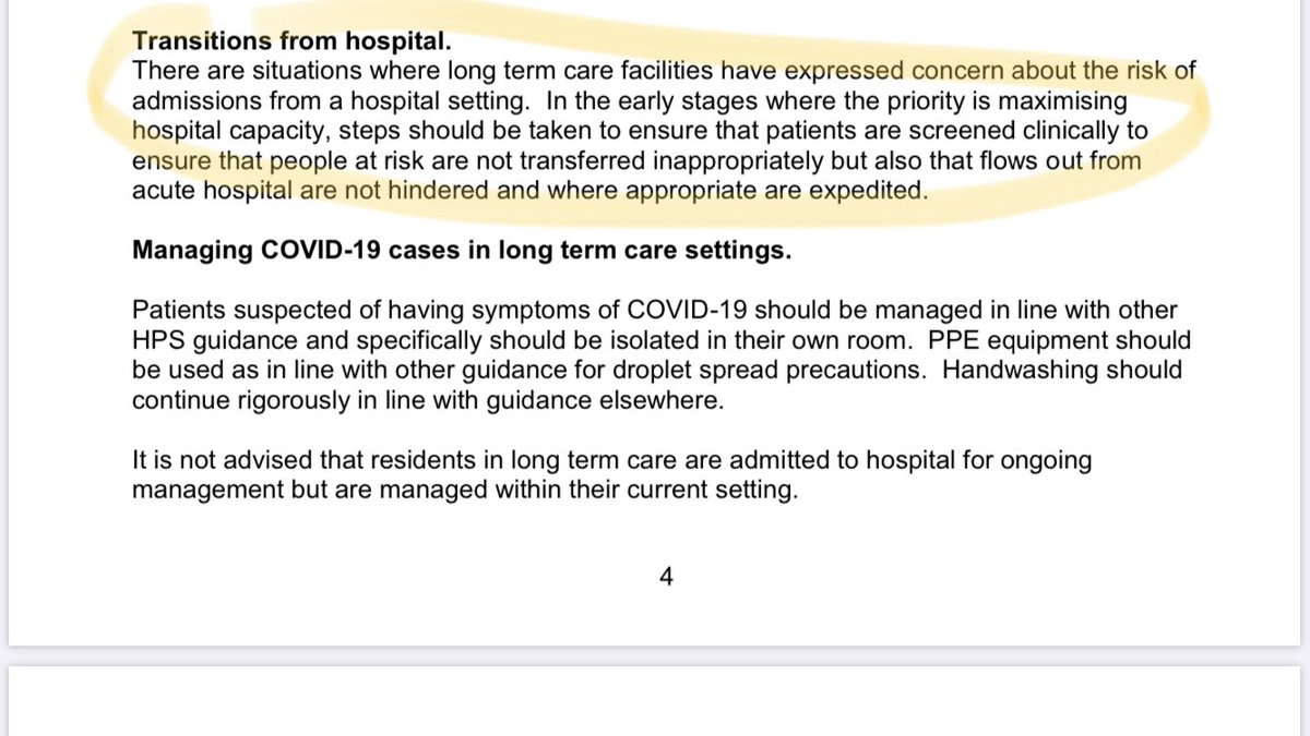 The March 13 @scotgov guidance says patients should be clinically screened and not transferred ‘inappropriately’ but flows from hospitals to care homes shouldn’t be ‘hindered’ and where appropriate ‘expedited’ i.e. sped up.