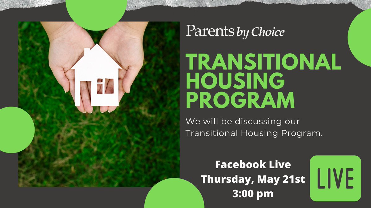 Join us tomorrow on Facebook as we go Live to talk about our Transitional Housing Program and answer your questions.