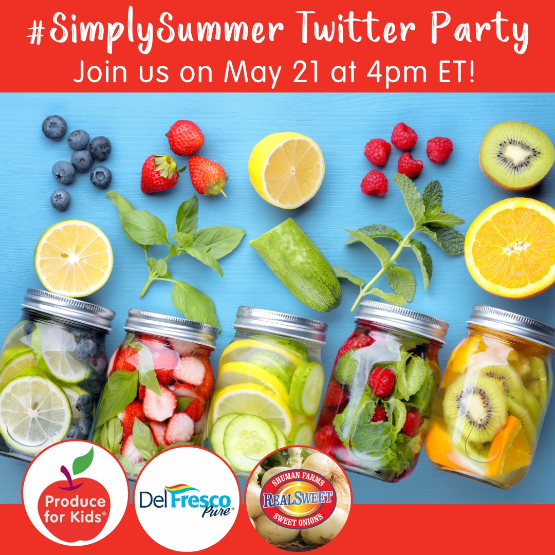 Tomorrow, May 21 at 4 pm ET, we'll be joining <a href="/produceforkids/">Produce for Kids</a> &amp; <a href="/DelFrescoPure/">DelFrescoPure®</a> for the #SimplySummer Twitter party! Join us for tons of summer recipes and activity ideas just in time for Memorial Day ☀️🌊 We'll be giving away prizes too!