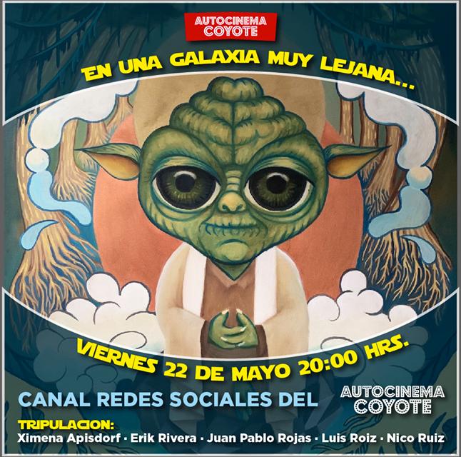 ¡La Fuerza es poderosa con #AutocinemaCoyote!
El próximo viernes tendremos una transmisión en vivo con grandes maestros Jedi que nos platicarán sobre todo lo que ha hecho #StarWars por la cultura popular
Con <a href="/ximenaapisdorf/">Ximena Apisdorf Soto (ella)</a> <a href="/roiz/">Luis Roiz de Apisdorf</a> <a href="/Pez_out/">Nico Ruiz</a> <a href="/Juan/">Juan Comesaña</a> Pablo Rojas y <a href="/elnino_terrible/">Erik Rivera</a>