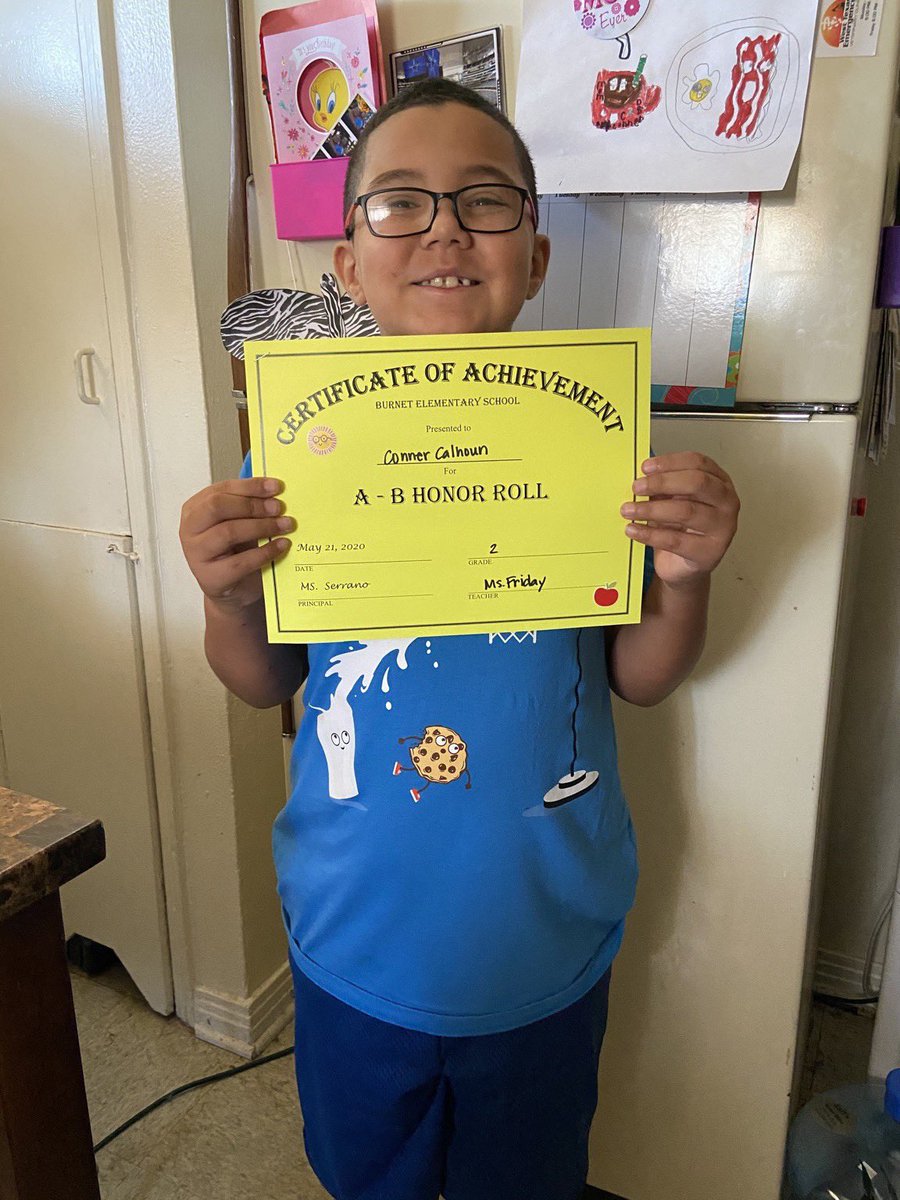 FridayatBurnet's tweet photo. Congratulations on all of your hard work and your A/B Honor Roll, Conner! Such a sweet, hard-working young man!!🥰
@burnetcolts #onlineschool #secondgrad #abhonorroll #ecisd https://t.co/sqZNEpMOQT