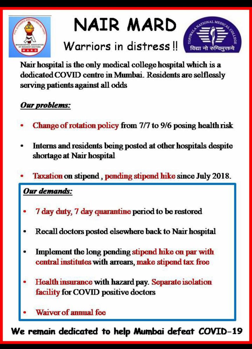 DrSatishTandale's tweet photo. #QuarantineForResidents
#FacilitiesForFrontliners
#BasicsForBattlers
#KEMMARD
@cmomaharashtra @AmitV_deshmukh @rajeshtope11 @AUThackerey @TOIMumbai @TV9Marathi @abpmajhatv @FordaIndia @LoksattaLive @ibnlokmat @zee24taasnews @MumbaiMirror @htTweets @the_hindu https://t.co/lMM2nEoy7Y