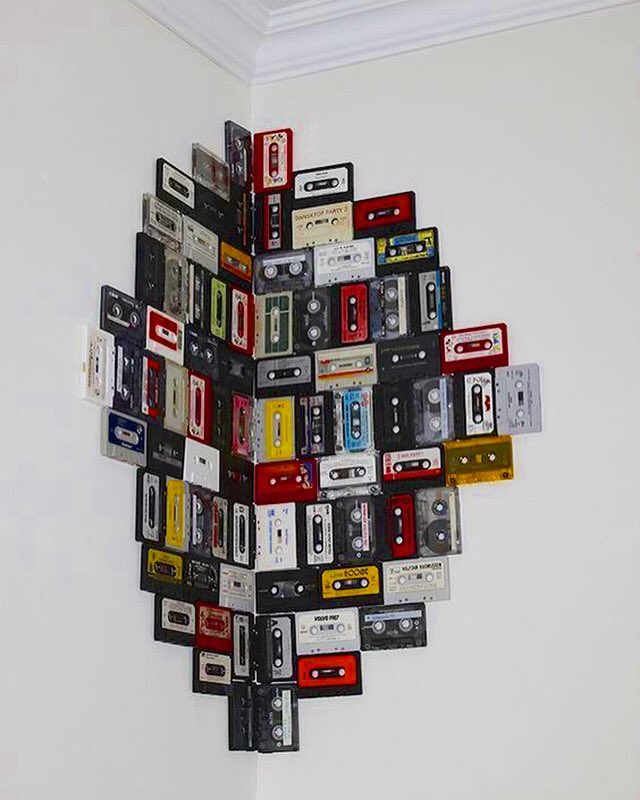 Make your own 80’s corner cassette style. #cassette #cassettetape #decoration #80s #80saesthetic #corner #cornersofmyhome #80decorations #tapes