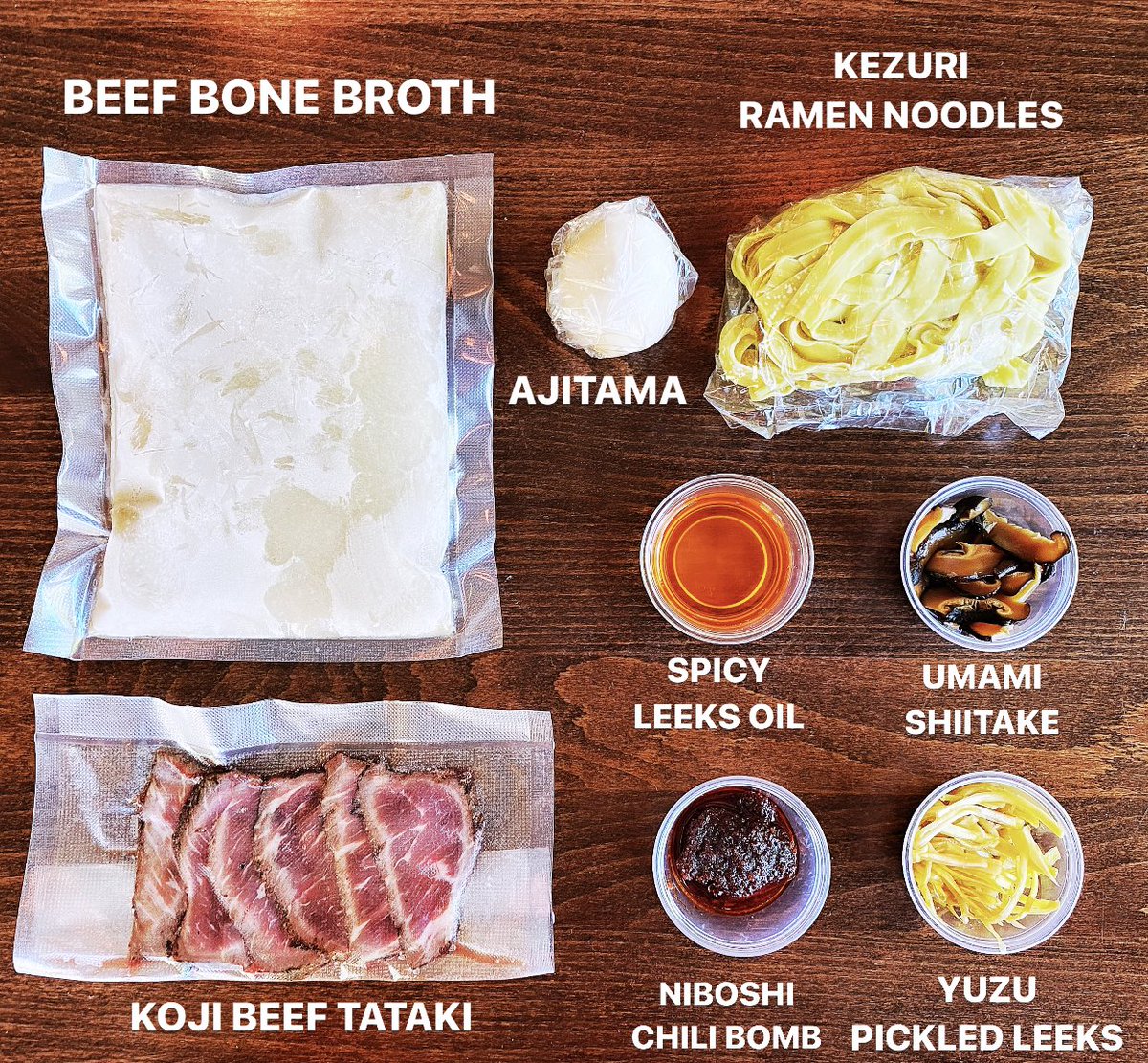 DIY Special Ramen is coming back this weekend, and you will love it!
Gyukotsu Ramen: Beef Bone &amp; Dashi Double Broth, Koji Beef Tataki, Umami Shiitake, Yuzu Pickled Leeks, Ajitama, Spicy Leeks Aroma Oil, Niboshi Chili Bomb, Kezuri Ramen Noodles.