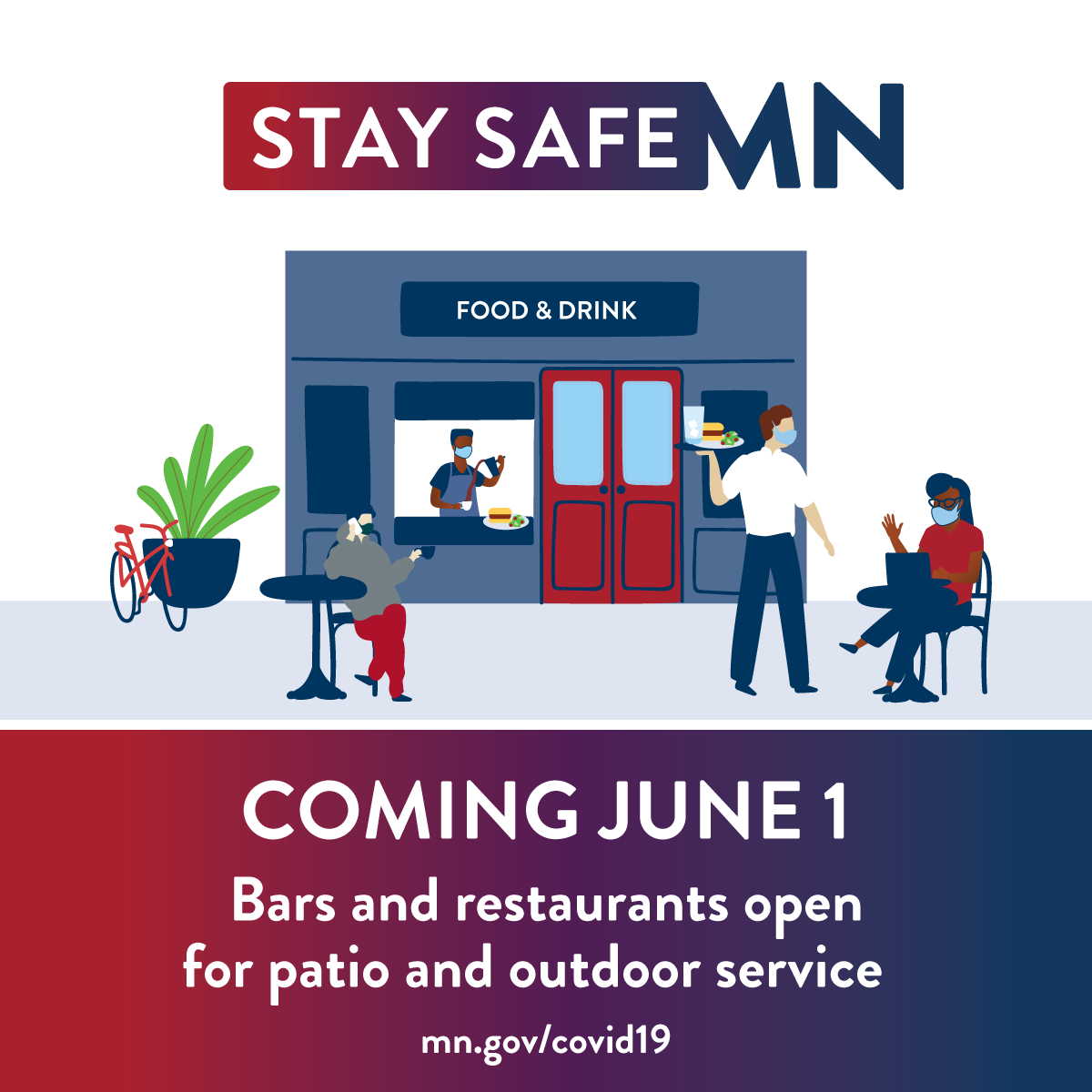 GovTimWalz's tweet photo. Today we announced the next phases in our Stay Safe Plan. Our restaurants and bars are an integral part of the social fabric of Minnesota, and it has been heartbreaking to see this pandemic's impact on our small businesses. https://t.co/UHpD1aeBOO