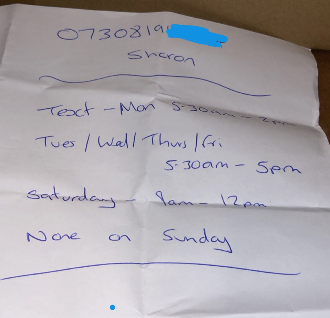 Been jokingly flirting with this 48 year old woman at work and shes just come over and slipped me this note haha, of times i can text her when her husbands at work🤣
