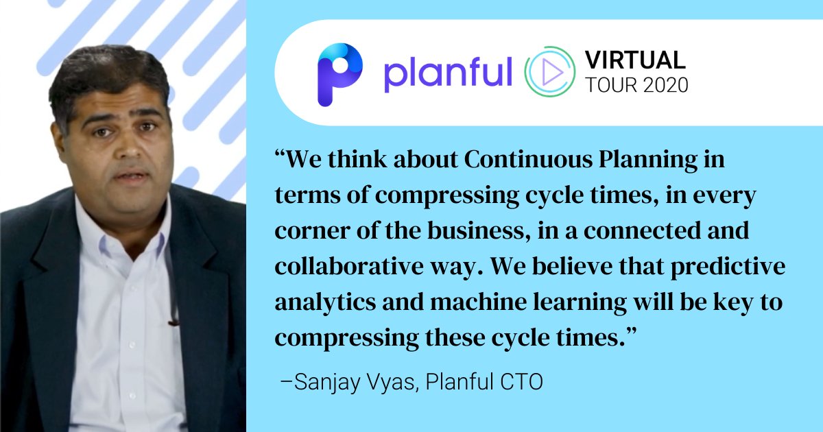 Planful's tweet photo. Planful CTO, Sanjay Vyas, shared how predictive analytics and #machinelearning can help increase your pace of business. #PlanfulVirtualTour https://t.co/FsxYgLMBcc https://t.co/DaIqlBXeQg