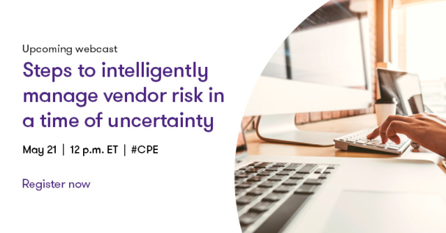 AdamCYoung's tweet photo. Join this @GrantThorntonUS #CPE webcast on 5/21 to learn how our Intelligent Vendor Risk solution can help you assess &amp; respond to #COVID19. https://t.co/JtJaLYmF1U https://t.co/r0OuXSPU6F