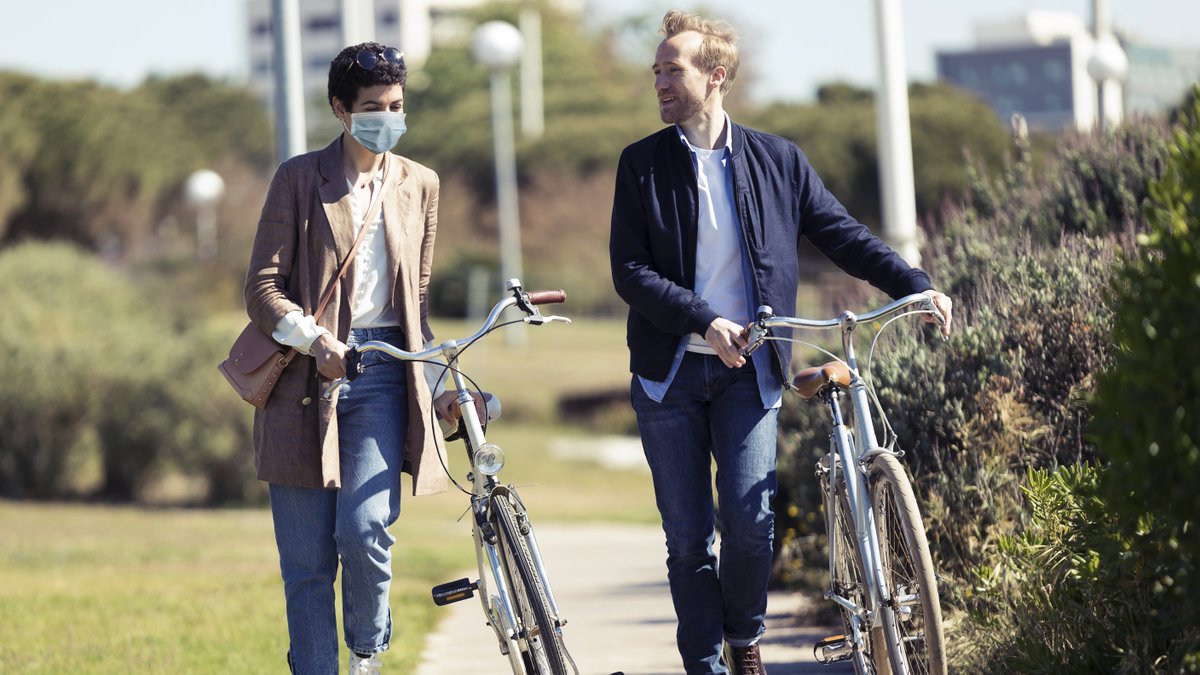 TheOnion's tweet photo. Unclear Why Only One Half Of Couple Wearing Mask https://t.co/tpe6ReAGbU https://t.co/uKje9gjomq