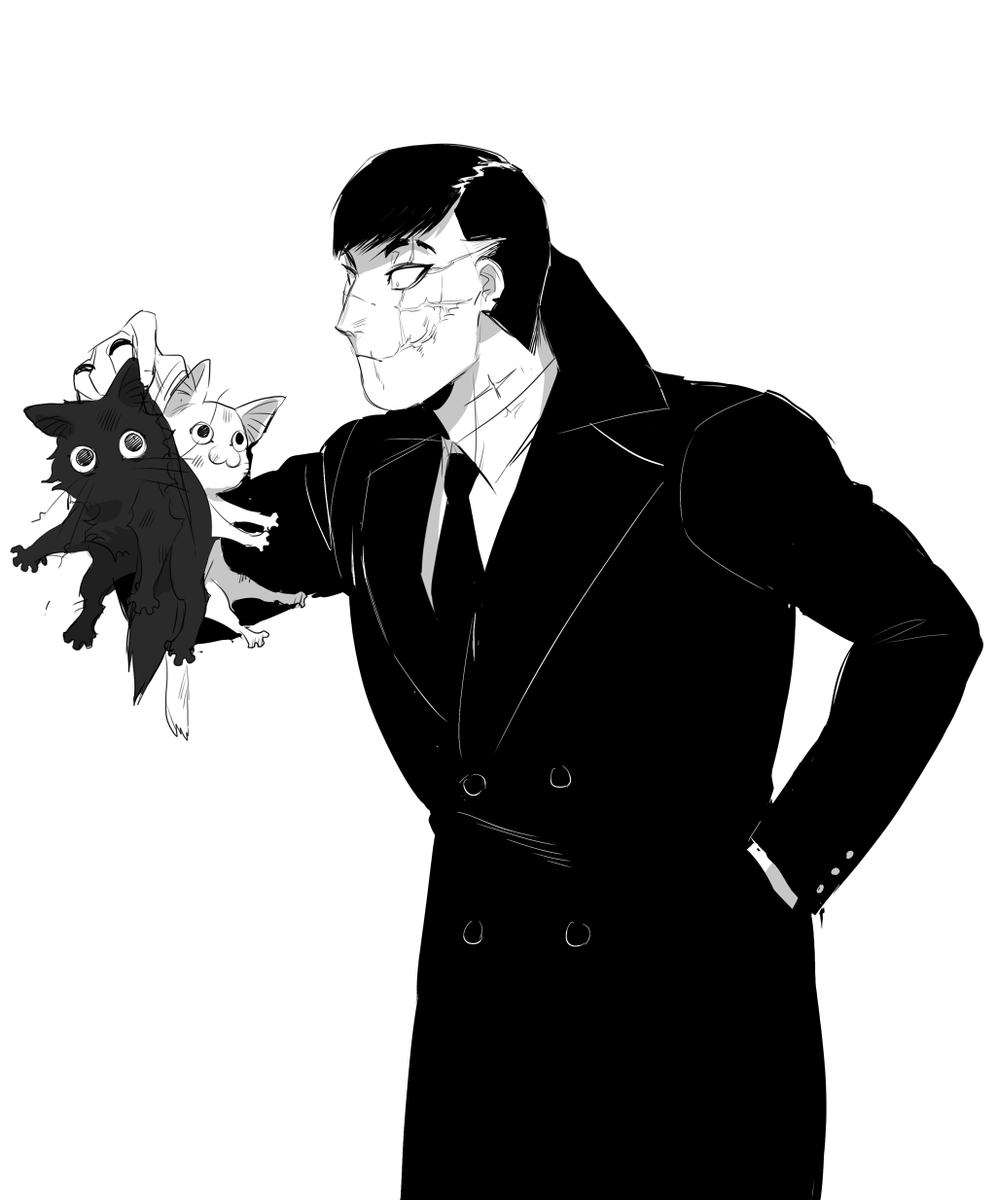 The real reason I introduce Desmond is so I can talk about his cats. Cthulu (black) and Yogi (brown, short for Yog-Sothoth)
He has cats (found them himself.)