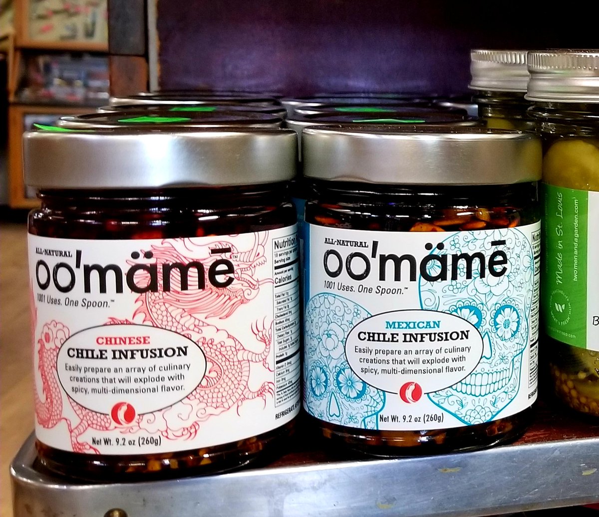 CranesStore's tweet photo. New product! From 2 Men & A Garden, All-Natural oo'mame, Mexican or Chinese chile infusion. And we refilled the pickles and salsa. Yum!
#2menandagarden #CranesStore #BootsBulletsBritchesBologna #itsaysbritches #EatLocal #ShopLocal #visitMO #AgriMissori #Since1889 #countrystore https://t.co/h5hdmgbsRD
