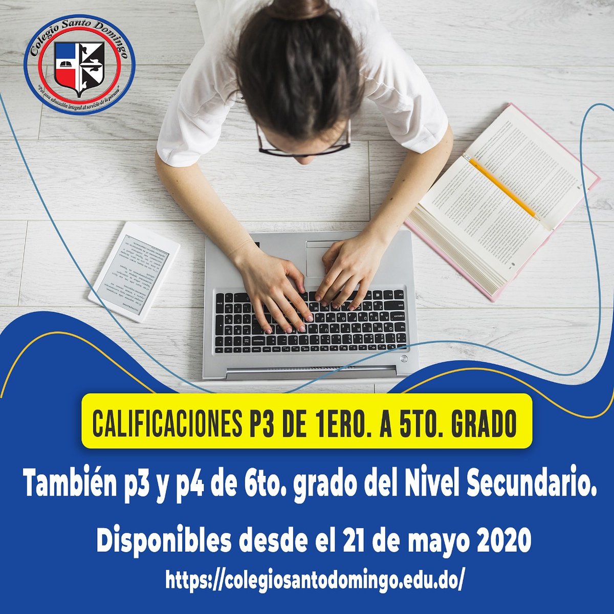 santodomingocol's tweet photo. Por medio de la presente, nos dirigimos a ustedes para informarles que el jueves 21 del mes y año en curso estarán en la página de nuestro colegio las notas del p3 de 1ero. a 5to. grado y el p3 y p4 de 6to. grado del Nivel Secundario. #creadorescsd #colsantodomingo #csd https://t.co/8SqhKNZokC