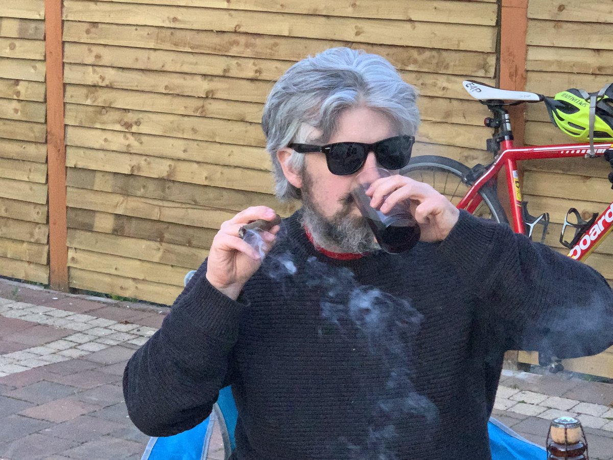 First social distanced meet up with #Writer #Director and all round cool dude @Stuart_Drennan #Cigar from Mexico #wine from Spain #NI