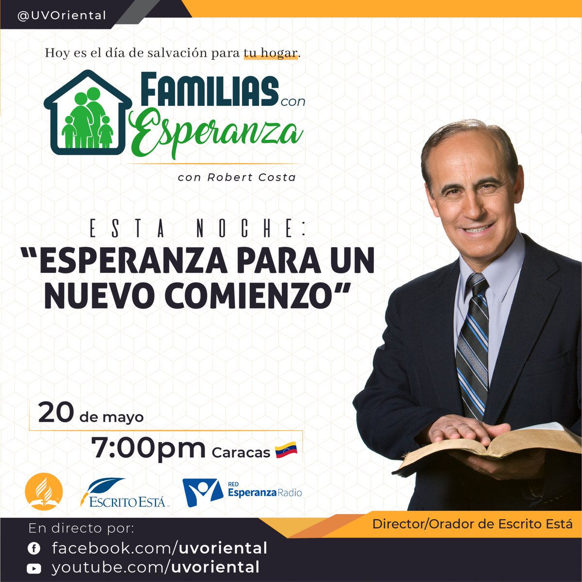 JessJavierMnde2's tweet photo. No dejes de participar en la serie con énfasis evangelistico Familias con Esperanza, hoy en su quinto día, con el mensaje Esperanza para un nuevo comienzo, se parte de esta experiencia, Hoy es el dia de salvación para tu hogar.
#FamiliasConEsperanza https://t.co/ST0X0c4ZmQ