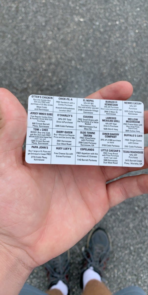 Selling these discount cards, with very great discounts. $20.  Lasts through June 1st 2021. Go Mustangs🟢⚫️🟢.