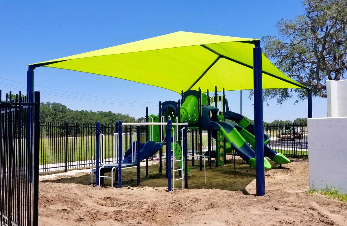 BYORecreation's tweet image. Love the color pop on this shaded playground at Pinecrest Academy Wesley Chapel! Once the safety surfacing is installed, it'll be ready for the kiddos! #createplay #backtoschool