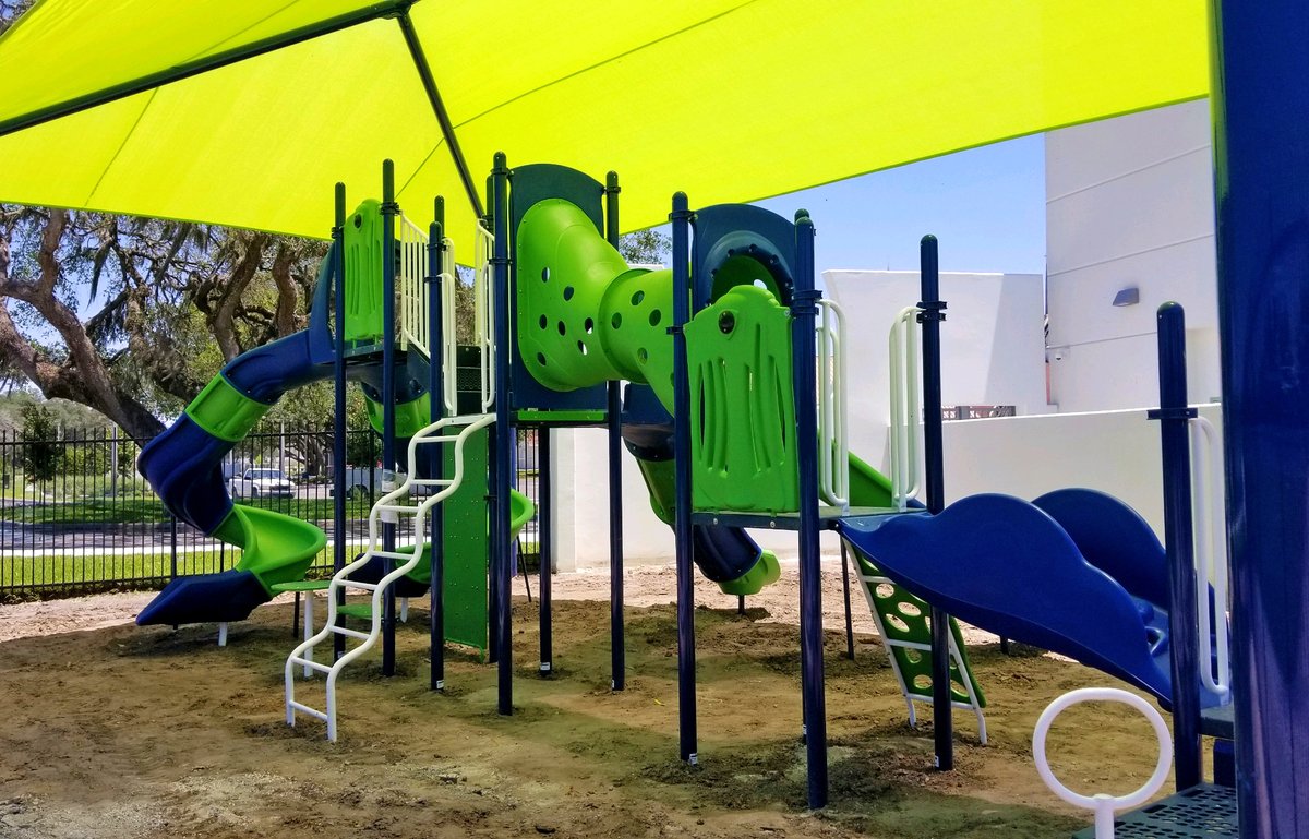 BYORecreation's tweet image. Love the color pop on this shaded playground at Pinecrest Academy Wesley Chapel! Once the safety surfacing is installed, it'll be ready for the kiddos! #createplay #backtoschool