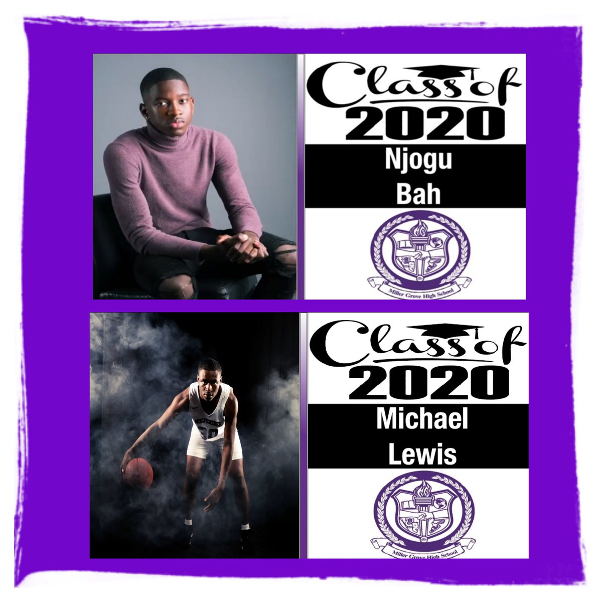 MillerGroveHoop's tweet photo. Congratulations to our Senior players Njogu Bah and Michael Lewis! Miller Grove Men's Basketball Class of 2020!!! Proud of you guys for your resilience and hardwork this year! Way to go graduates!🎓#Classof2020 #MGBB https://t.co/TZY01wkmw5