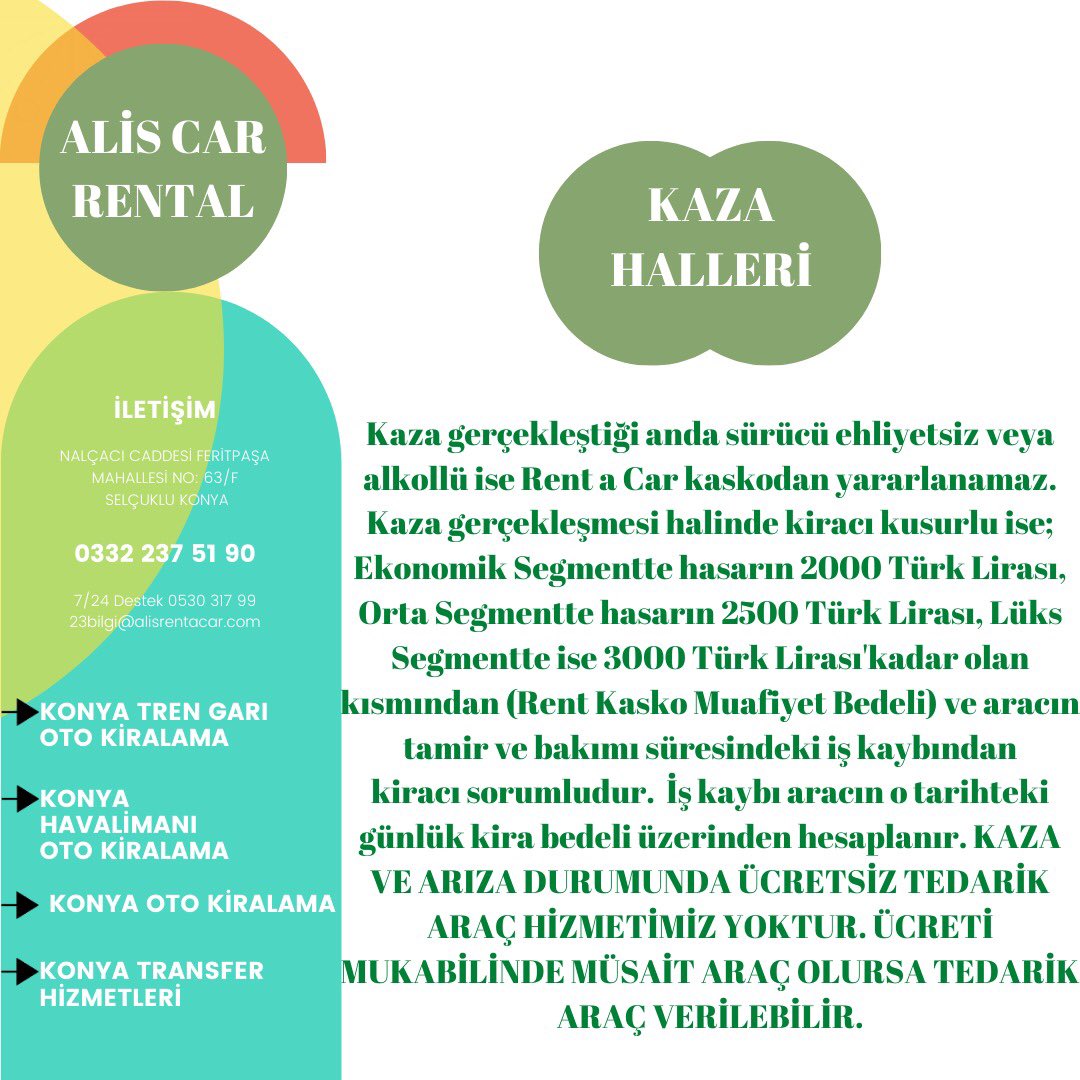 AlisRent's tweet photo. ▪️Araç Kiralayabilme &amp; Kiralama Şartları
▪️Kaza Halleri
▪️Kilometre Sınırı 
▪️Ehliyet süresi &amp; Kiralama Süresi
▪️Depozit (kredi kartı kullanımı)
▪️Fatura Alımı &amp; Fiyata Dahil Olan Olmayan Hususlar 

Kolay, hızlı, ekonomik araç kiralama servisi https://t.co/gfbddbiKol