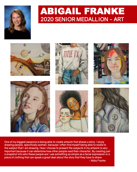 eghs_art's tweet photo. Congrats to our @eghs_art  2020 Senior Medallion recipient Abby Franke!  So proud of all you accomplished! Can't wait to see what amazing things you do next. Best of luck next year at the Herron School of Art + Design!!! #WeArtEG #WeAreEG #214shoutout #214grad @EGFineArts https://t.co/ASz2HJCGq0