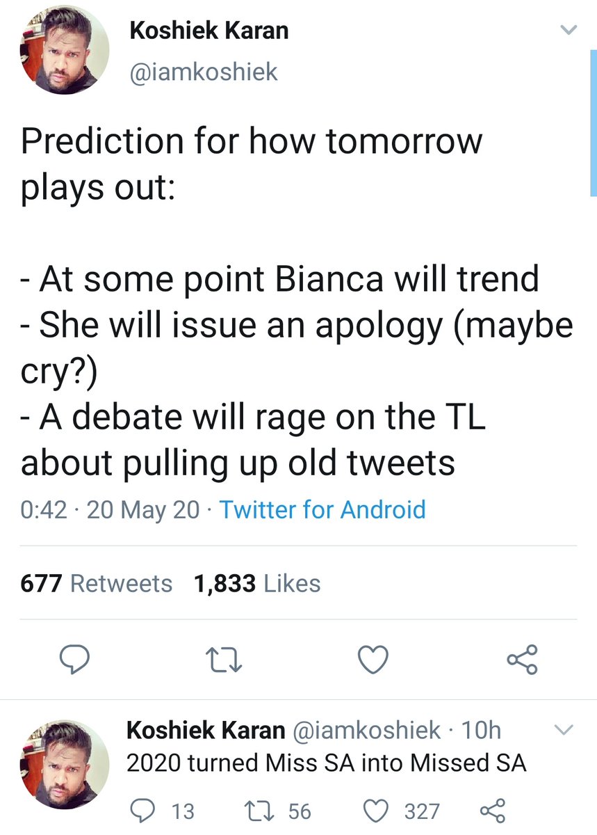 Experienced tweeps predicted that Bianca would tweet a Notes apology in the morning.