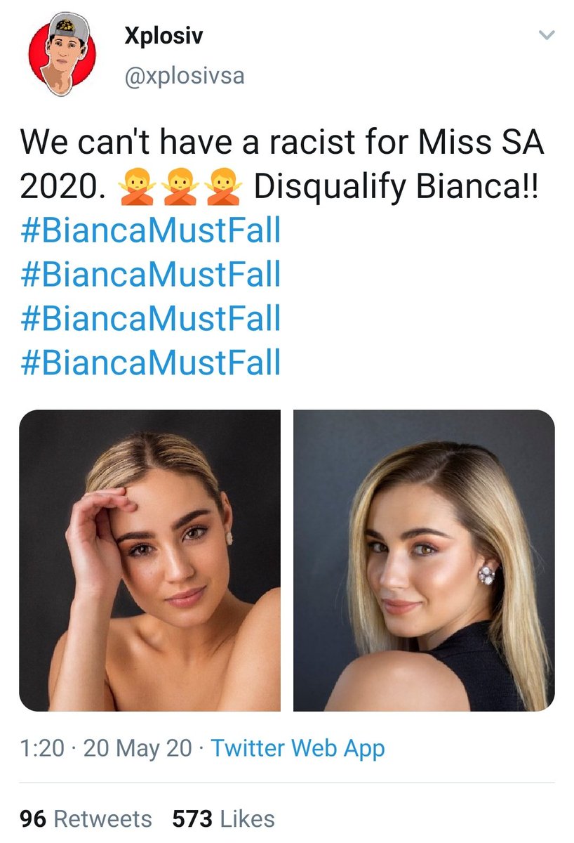 Soon  #BiancaMustFall was trending and many reported Bianca's account for racism. It was not long before she deactivated as the movement gained momentum throughout the day.