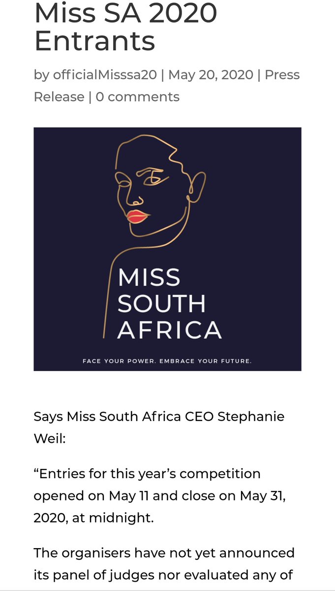In the afternoon, the Miss SA CEO, Stephanie Weil, released a media statement about their terms for entrants and told journalists that they would speak to the media on Thursday.