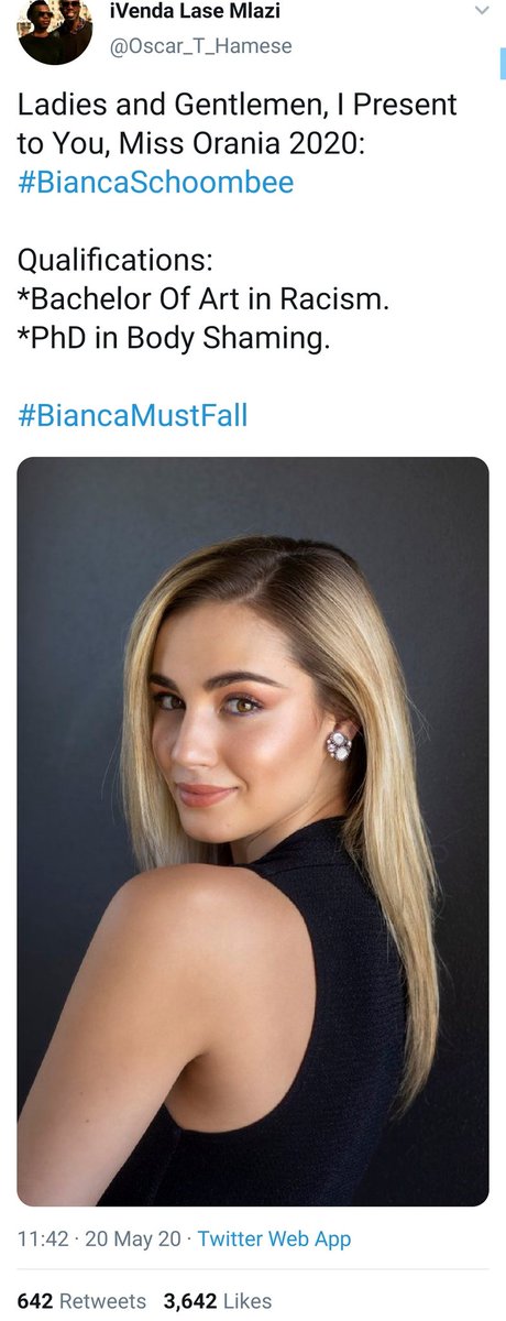 The Black Twitter outrage continued throughout the day, with some even tagging the Miss SA account asking if Bianca's behaviour was acceptable.