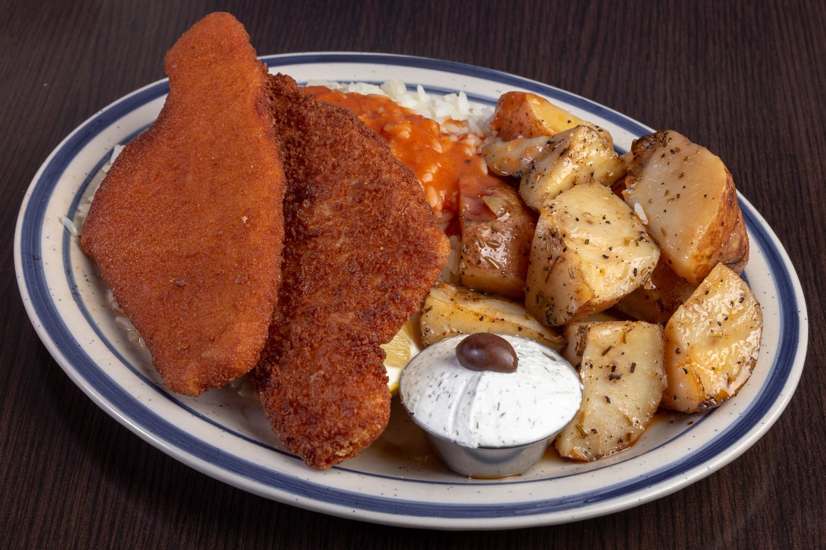 Our Fillet of Sole Platter

Served with two lightly fried sole fillets, rice topped with our homemade spiro sauce, roasted potatoes, and a side greek salad!

Order online at order.tgsh.ca or give us a call at 613-695-4477