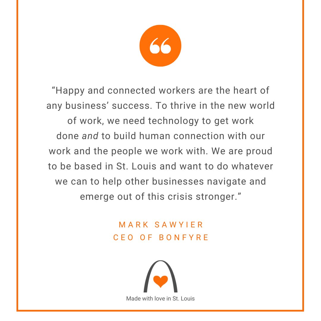 We're offering our software at no cost for six months to local St. Louis small and medium businesses to help improve communication and connectivity.

Learn how we can help you at bit.ly/2WNZSZ6

#employeeexperience #remotework #futureofwork #smallbusinesssupport #stlouis