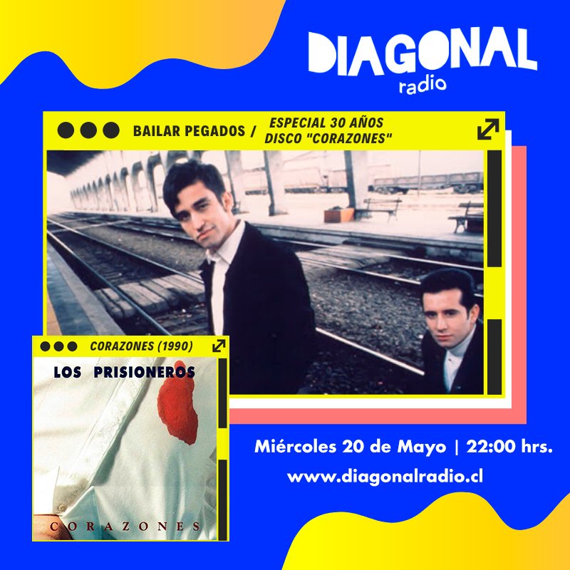 A las 22:00 hrs. Especial del disco #Corazones de <a href="/PrisionerosNyT/">LosPrisionerosNareayTapia</a> con <a href="/fcotapiarobles/">Francisco Tapia Robles</a> #BailarPegadosPodcast diagonalradio.cl