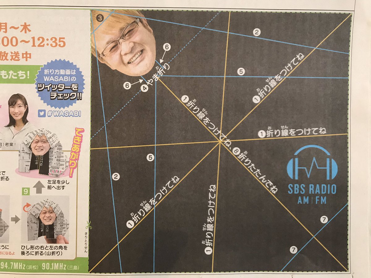 だがやん おはようございます 今朝の静岡新聞に ゆきねぇ考案の みっくんおじさん折り紙 の作り方が載ってました Wasabi みっくんおじさん折り紙 鉄崎幹人 倉知雪音 ゆきねぇ