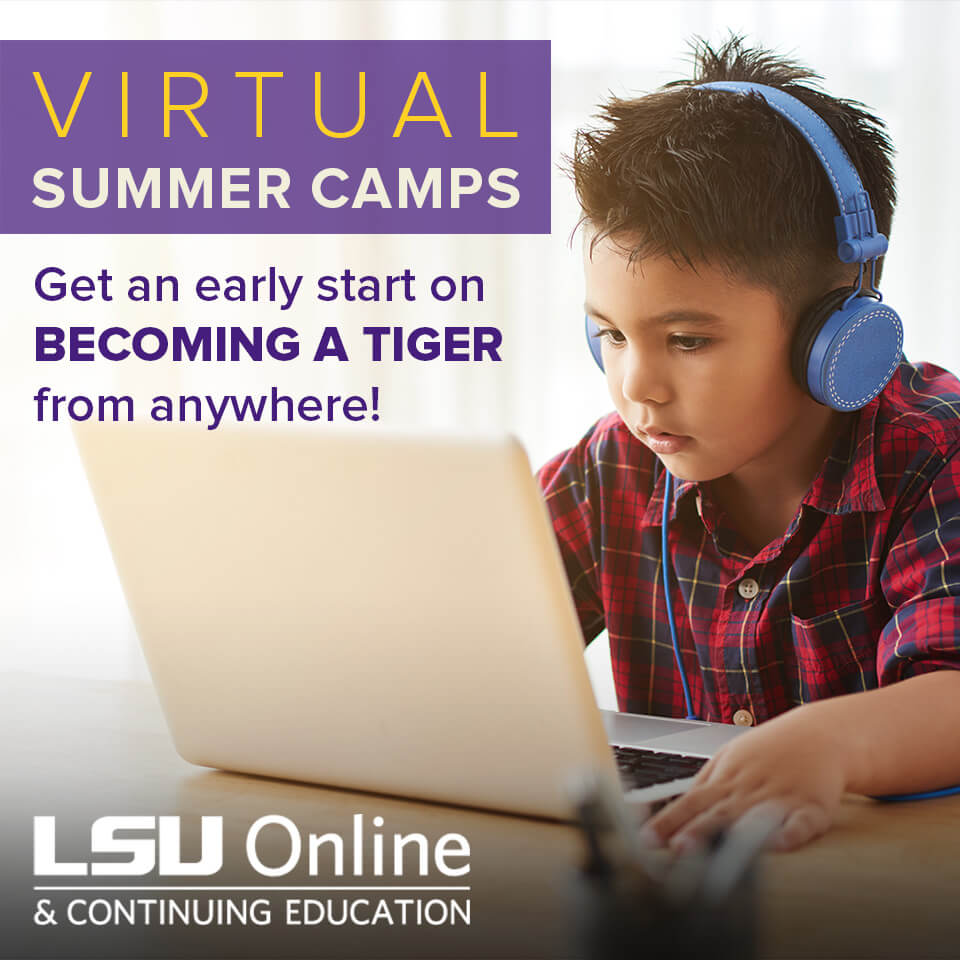 LSUOnline's tweet image. ATTN: #LSU Community! We are now offering @LSU faculty, staff, students &amp;amp; alumni a special rate for our virtual pre-college summer camps. This will reduce the cost to just $33 per camp week! Register today at bit.ly/2zg00rl.