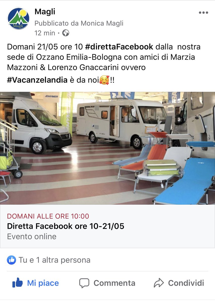 MagliCamper's tweet photo. Cerchi una #sicurezza per le #vacanze2020 ? Guarda Magli nella diretta #21maggio ore 10 https://t.co/8cjkFb1ytc https://t.co/fp8yBXYAMc