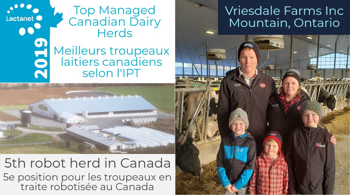 Lactanet_Canada's tweet photo. Congrats to Vriesdale Farms for ranking 5th robot herd in Canada in #Lactanets 2019 Top Managed Herds list. Look for their profile in the upcoming Ontario Progress Report! https://t.co/0iLBmyY15u
#DairyHerdManagement https://t.co/2lawqUsBDD