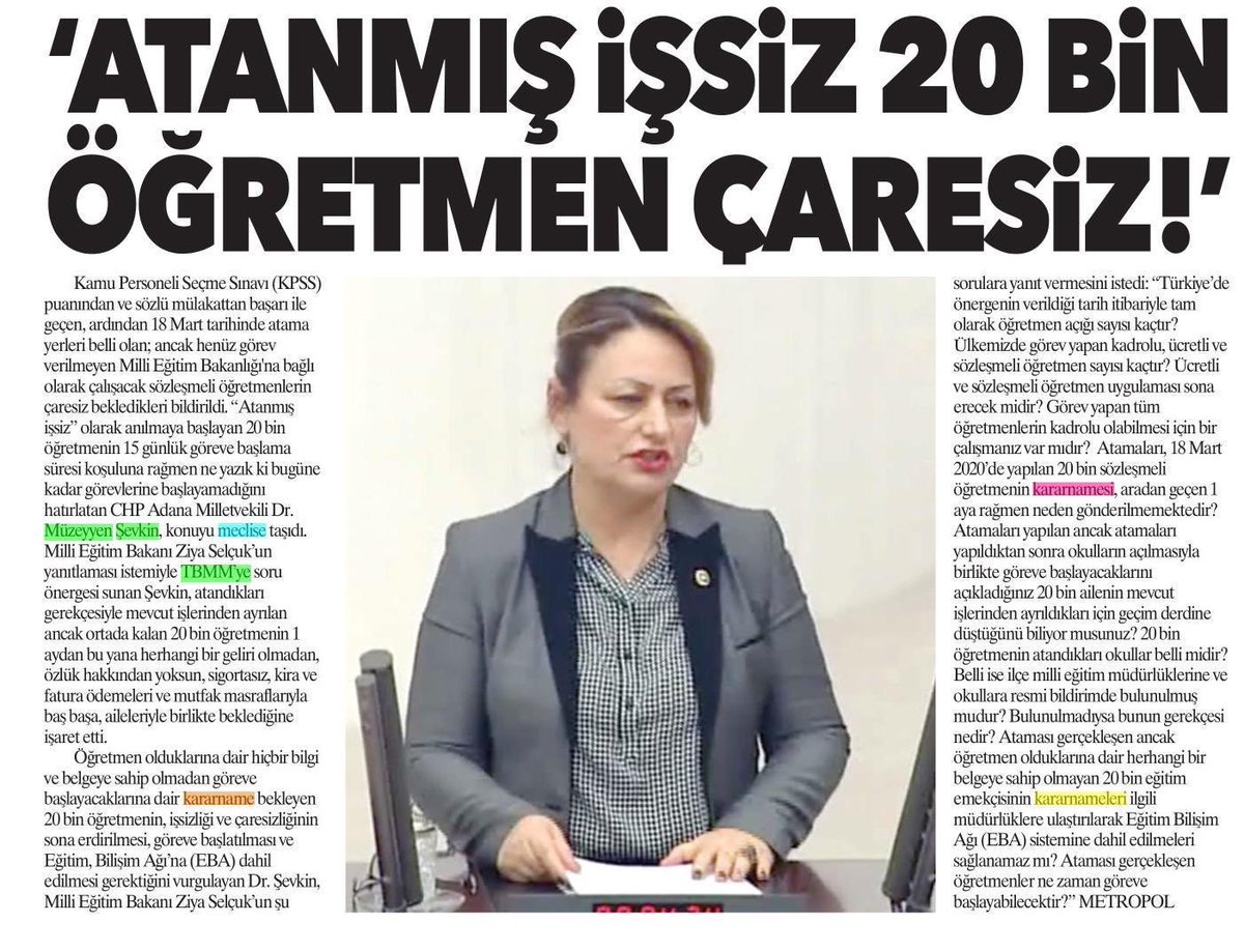 muzeyyensevkin's tweet photo. 📍18 Mart’ta atandılar.
📍Kararnameleri çıkmadı.
📍İşlerinden de ayrılan 20 bin öğretmen görevine başlasın artık.
📍Gençleri çaresiz bırakmayın.
@ziyaselcuk 
#KararnameNerede 
#ÖğretmendenTasarrufOlmaz 
#20BinÖğretmenKararnameBekliyor https://t.co/RARi9PvCV4