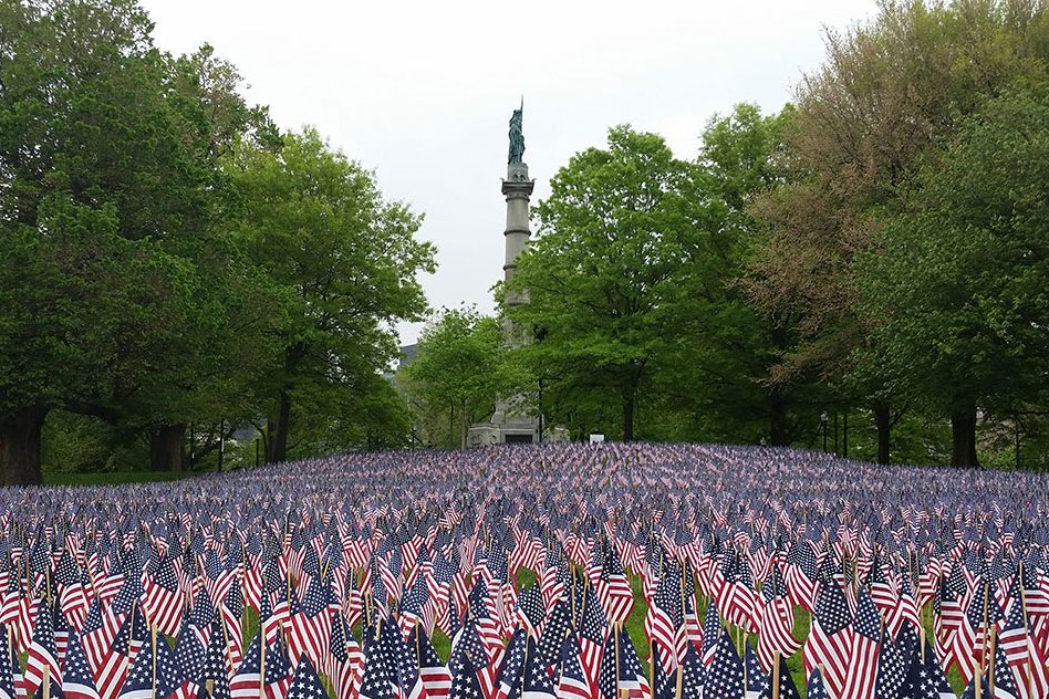 We will be closed on Monday May 25th in observance of Memorial Day.  No flags on the Common this year, but here's remembering years past...  Have a safe weekend.