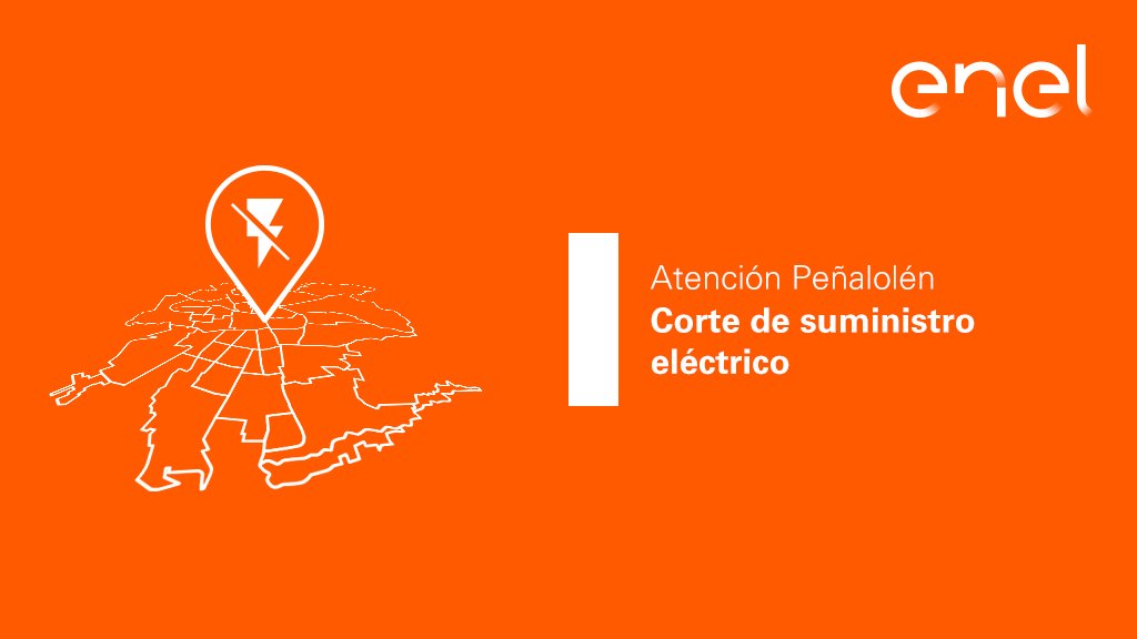 Enel_Informa_CL's tweet photo. [17:23] Informamos #CorteDeEnergía en sectores desde Av. Oriental hasta Quilín Norte en la comuna de Peñalolén. Actualizaremos avances por este medio. Si lo deseas, puedes enviarnos #LUZ por mensaje interno para realizar un reporte por la falta de suministro eléctrico. https://t.co/8U0kmf9Rh8