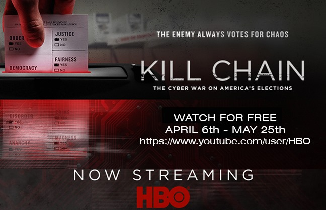 HarriHursti's tweet photo. It is possible to watch the #KillChainDoc @HBO for free in USA for few more days. #ElectionSecurity #NationalSecurity #CyberSecurity #CyberWar
https://t.co/lVtIE06LO5 https://t.co/ET0H5Hg6iq