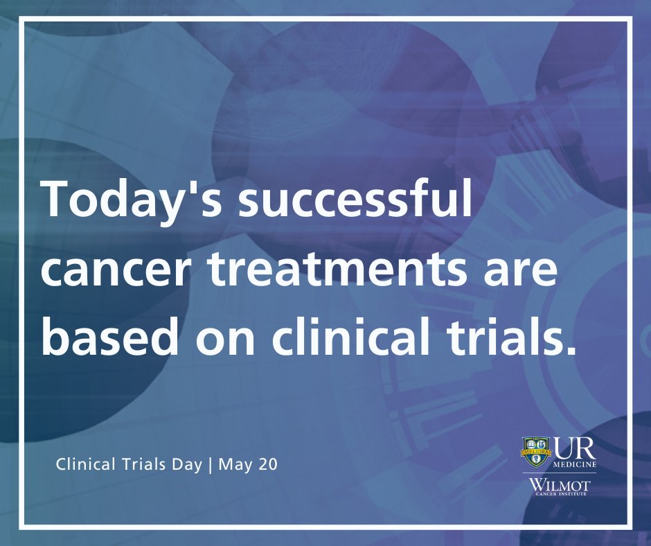 #ClinicalTrials are the backbone of cancer research. They play a crucial role in identifying better and safer treatments for patients.

Learn more: urmc.rochester.edu/cancer-institu… #ClinicalTrialsDay #CTD2020