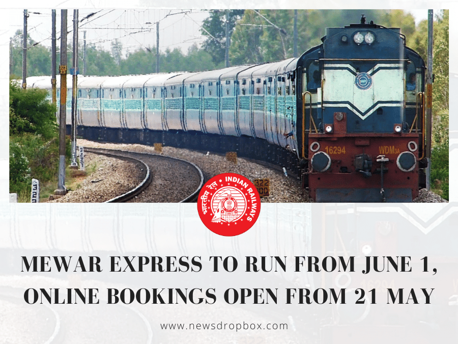 newsdropbox's tweet photo. 200 Trains including Mewar Express to run from June 1, Online Bookings Open From 21 May
Bookings for Mewar Express can be made from 10am today.
Read More: https://t.co/ecDxKyLMI5
#Udaipur #Delhi #IndianRailways #MewarExpress https://t.co/pBoYZT78xa