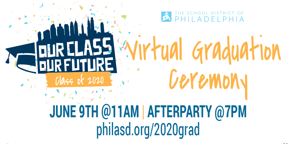 SAVE THE DATE! The Class of 2020 Virtual Graduation Ceremony will be held on June 9 at 11am followed by an After Party at 7pm. For more details visit: philasd.org/2020grad/
#PHLed #ourclassourfuture #2020GRAD