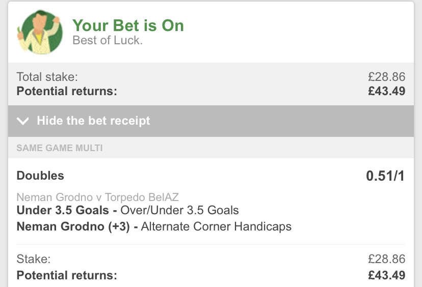 WFootballTips's tweet image. £20 ➡️ £10,000 CHALLENGE!!!⚽️

𝗕𝗘𝗧 2: Belarus 🇧🇾 
𝗞𝗜𝗖𝗞 𝗢𝗙𝗙: 17:00

Bets placed with Paddy Power. You will get £20 Risk Free Bet. If loses you get it back in CASH.
(18+ | T’s &amp;amp; C’s Apply)

𝗕𝗘𝗧 𝗛𝗘𝗥𝗘 👉🏼 bit.ly/WFT-20RiskFree

Like if you are on💙