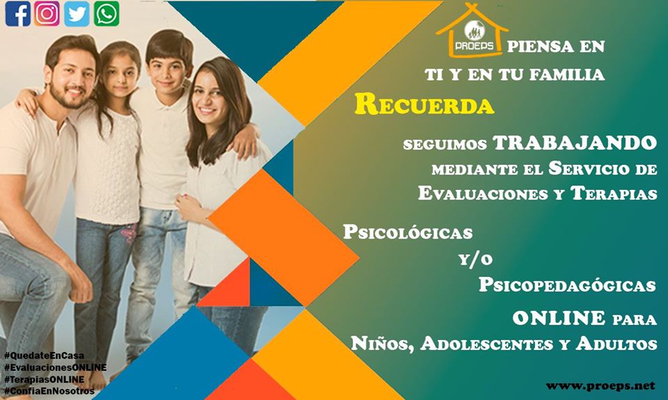 Proeps1's tweet photo. 🔊🔊🔊 Confía en nosotros, SEGUIMOS trabajando mediante el Servicio de Evaluaciones y Terapias Psicológicas y Psicopedagógicas ONLINE para Niños, Adolescentes y Adultos 🔊🔊🔊
#Proeps
#QuedateEnCasa
#Niños
#Adolescentes
#FamiliaEstable https://t.co/ekhjXQa1kP