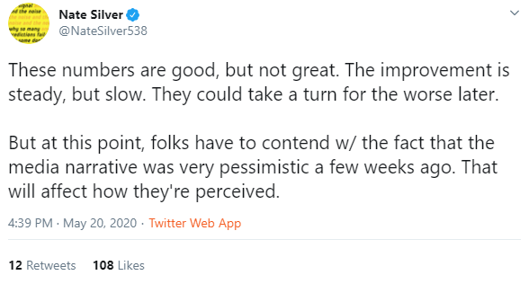 Literally five minutes after my tweet:"What if everything was better than it looked and you overreacted?"