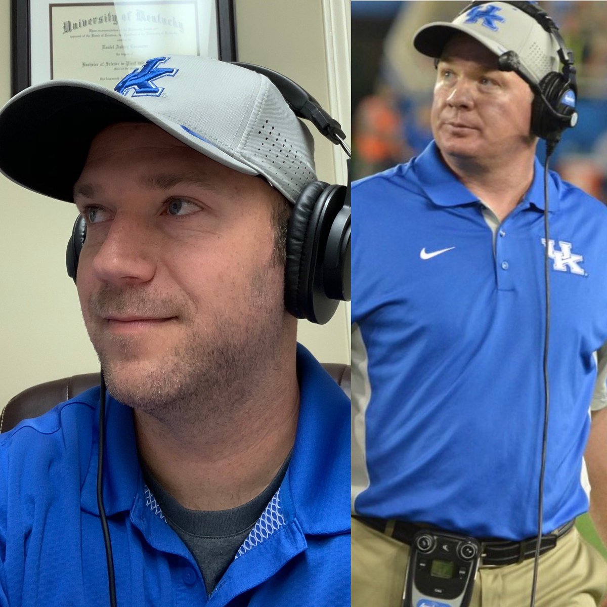 Dirt211's tweet photo. @UKCoachStoops was not on our podcast this week, but his doppleganger was! Coach, if you ever want to come on the show with your “coworkers” and talk farming we’d love to have you. https://t.co/CzCZI9ynwL