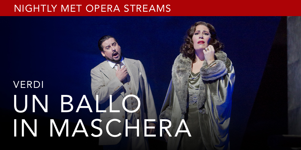 MetOpera's tweet image. 1/ Enjoy the 2012 Live in HD transmission of Un Ballo in Maschera as tonight’s Nightly Met Opera Stream. Available May 20 at 7:30PM EDT until May 21 at 6:30PM EDT. 

Watch: bit.ly/2yRKnX7

📸: Ken Howard