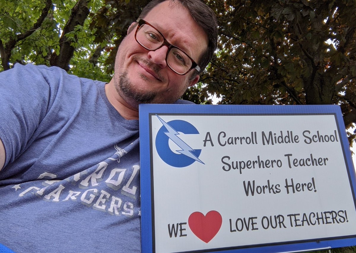 I have been teaching at Carroll High and Middle Schools this year. Both schools are 45 mins from where I live. One of my middle school principals drove 45 mins to my house twice. Once for teacher appreciation week and to deliver this yard sign. Thank you Basham, Lash, and Hill